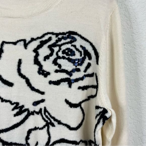 Brooks Brothers Merino Will Rose Sequin Sweater - Picture 2 of 5